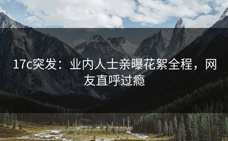 17c突发：业内人士亲曝花絮全程，网友直呼过瘾